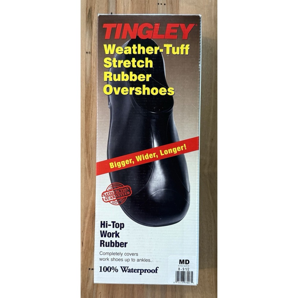 Tingley Weather Tuff Stretch Rubber Overshoes Hi-Top MD Size 8-9.5 Black 1300